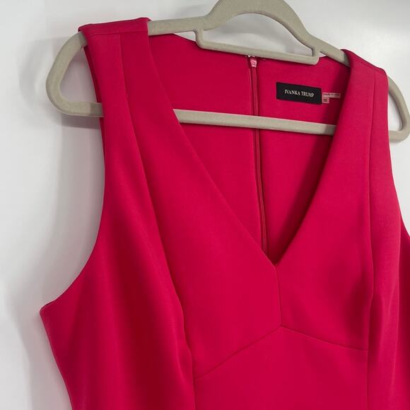 Ivanka Trump Dress Sz 16 Hot Pink Studded Box Pleats Officewear Elegant Modern - Picture 3 of 13
